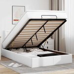 vidaXL Cadre de lit ottoman et matelas blanc pur 120x200 cm similicuir