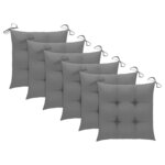 vidaXL Chaises de jardin empilables avec coussins 6 Pièces Teck solide