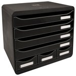 Exacompta Set de tiroirs de bureau Store-Box 7 tiroirs Noir brillant