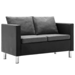 vidaXL Canapé à 2 places Simili-cuir Noir et gris clair