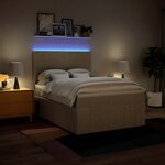 vidaXL Sommier à lattes de lit avec matelas Crème 140x190 cm Tissu