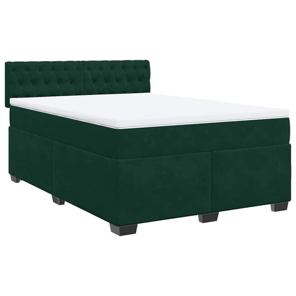 vidaXL Sommier à lattes de lit et matelas Vert foncé 140x190cm Velours
