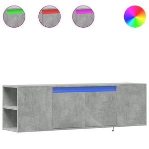 vidaXL Meuble TV mural avec lumières LED gris béton 135x31x39 5 cm