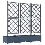 vidaXL Jardinière avec treillis 3 Pièces Grise 120x40x125 5 cm