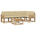 vidaXL Ensemble de canapés d'extérieur 6 Pièces Blanc et Beige