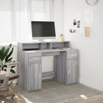 vidaXL Bureau et lumières LED sonoma gris 120x55x91cm bois ingénierie