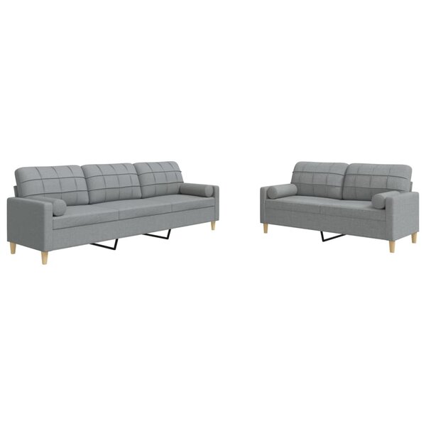 vidaXL Ensemble de canapés 2 Pièces coussins décoratifs gris clair tissu