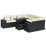 vidaXL Salon de jardin 9 Pièces avec coussins noir résine tressée