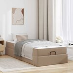 vidaXL Cadre de lit avec matelas Cappuccino 90 x 200 cm Faux cuir