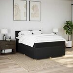 vidaXL Sommier à lattes de lit avec matelas Noir 160x200 cm Tissu