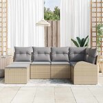 vidaXL Ensemble de canapé de jardin 6 Pièces Beige  gris clair Poly rotin