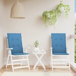 vidaXL Coussins de chaise à dossier haut lot de 2 bleu mélangé tissu