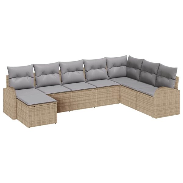 vidaXL Ensemble de canapé de jardin 8 Pièces Beige  gris clair Poly rotin