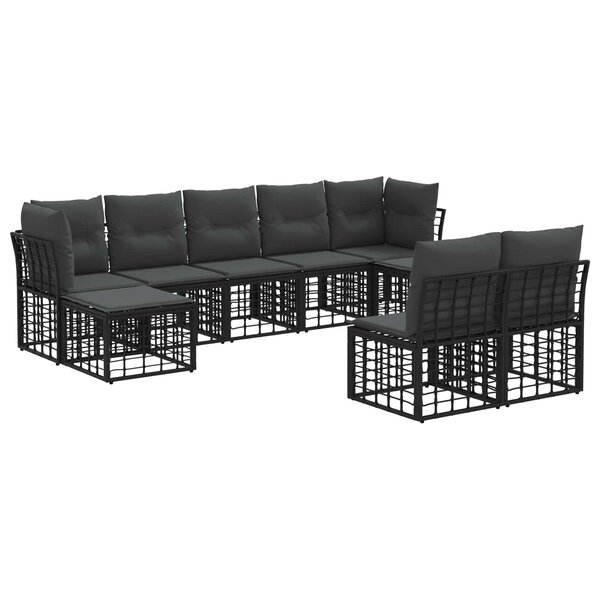 vidaXL Ensemble de canapés d'extérieur Noir et Gris foncé Polyester