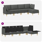 vidaXL Canapé modulaire avec rangement 5 Pièces Gris foncé Tissu
