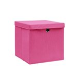 vidaXL Boîtes de rangement avec couvercles 10 Pièces 28x28x28 cm Rose