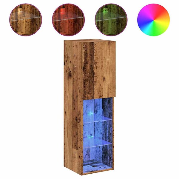 vidaXL Meubles TV avec lumières LED 2 Pièces vieux bois 30 5x30x102 cm