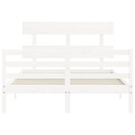 vidaXL Cadre de lit sans matelas blanc bois massif