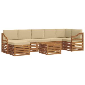vidaXL Ensemble de canapés d'extérieur 8 pc Naturel et Beige
