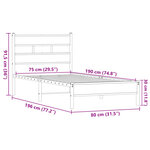 vidaXL Cadre de lit sans matelas chêne marron 75x190cm bois ingénierie