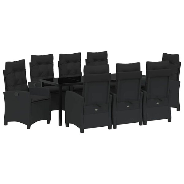 vidaXL Ensemble de salle à manger pour jardin 9 Pièces Noir polyrotin