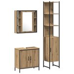 vidaXL Meubles de salle de bain avec étagère Marron 33 x 33 x 185.5 cm