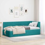 vidaXL Cadre de lit d'angle Turquoise 90 x 200 cm Velours