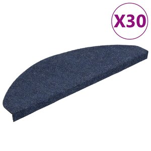 vidaXL Tapis d'escalier auto-adhésifs 30 Pièces bleu 65x22 5x3 5 cm