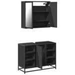 vidaXL Ensemble de meubles salle de bain 2 Pièces noir bois d'ingénierie