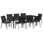 vidaXL Ensemble de jardin 9 pièces avec coussins  en rotin synthétique noir.