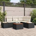 vidaXL Ensemble de canapé de jardin avec coussin 5 Pièces Noir et crème