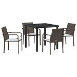 vidaXL Ensemble de salle à manger pour jardin 5 Pièces Marron et Noir