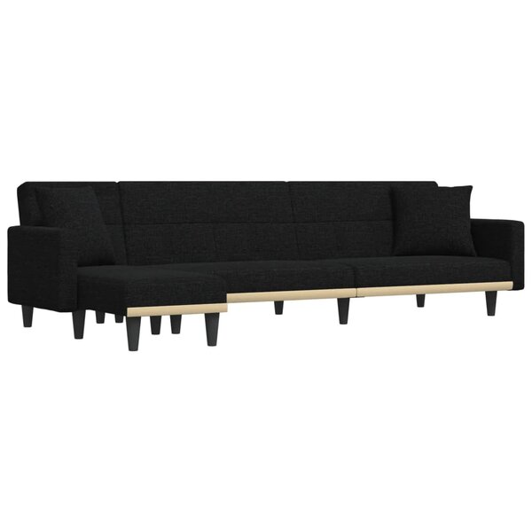 vidaXL Canapé-lit en forme de L noir 275x140x70 cm tissu