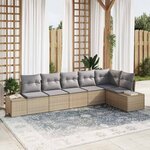 vidaXL Ensemble de canapé de jardin 6 Pièces Beige et gris polyrotin