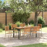 vidaXL Ensemble de salle à manger pour jardin 7 Pièces Beige et Marron