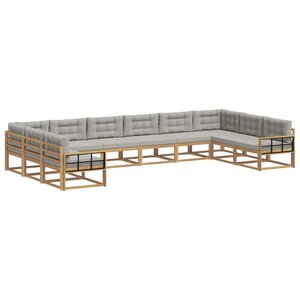 vidaXL Ensemble de canapés d'extérieur 10 Pièces Blanc et gris clair