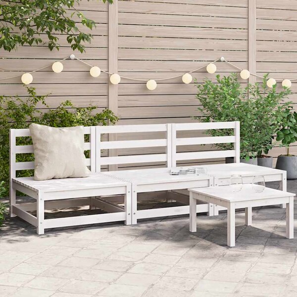 vidaXL Canapés centraux de jardin 3 Pièces blanc bois de pin massif