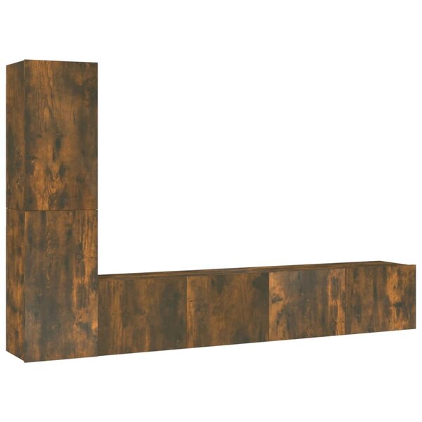 vidaXL Ensemble de meubles TV 4 Pièces Chêne fumé Bois d'ingénierie