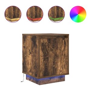 VidaXL Table de chevet avec lumières LED chêne fumé 38x34x50 cm