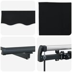 vidaXL Auvent Rétractable Noir 350 x 250 cm Polyester et Acier