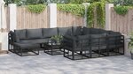 vidaXL Ensemble de canapé de jardin 12 Pièces Noir 71.5 x 71.5 x 71 cm
