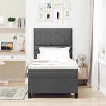 vidaXL Lit à ressorts avec matelas et LED gris foncé  90 x 190 cm  en tissu.