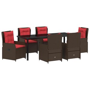 vidaXL Ensemble de salle à manger pour jardin 7 pc Marron Poly rotin