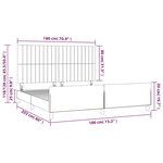 vidaXL Cadre de lit avec tête de lit Gris foncé 180 x 200 cm Tissu