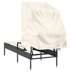 vidaXL Chaise longue avec auvent noir résine tressée