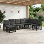 vidaXL Ensemble de canapés d'extérieur 8 Pièces Noir et Gris foncé