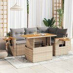 vidaXL Salon de jardin avec coussins 5 Pièces beige résine tressée acacia