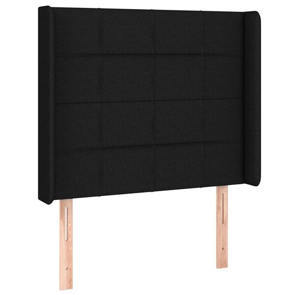 vidaXL Tête de lit avec oreilles Noir 93x16x118/128 cm Tissu