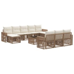 vidaXL Ensemble de canapé de jardin 11 Pièces Beige et blanc crème