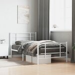vidaXL Cadre de lit métal avec tête de lit/pied de lit blanc 100x190cm